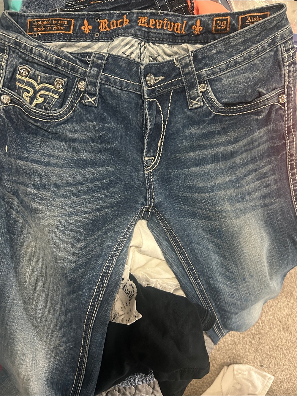 Rock Revival Women's Faded Blue Boot Cut Jeans Alisha Boot Size 29
